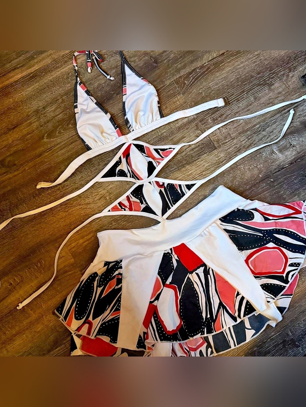 Sexxy Multi Irregular Patterns Ties Swimsuit-one-piece